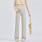 מכנסי הריון רחבים עם רצועת בטן גבוהה – בז׳